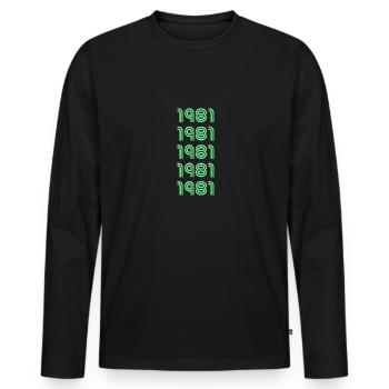 Style 1981 - Männer Premium Bio Langarmshirt - Schwarz - Vorne - Nico (187cm)