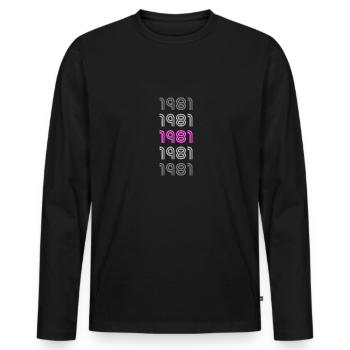1981 - T-shirt manches longues Premium bio Homme - noir - Devant - Nico (187cm)
