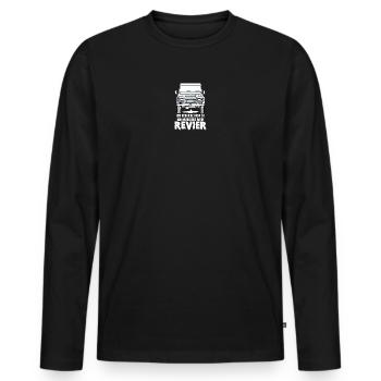 defender lustig funny Geschenk - Männer Premium Bio Langarmshirt - Schwarz - Vorne - Nico (187cm)