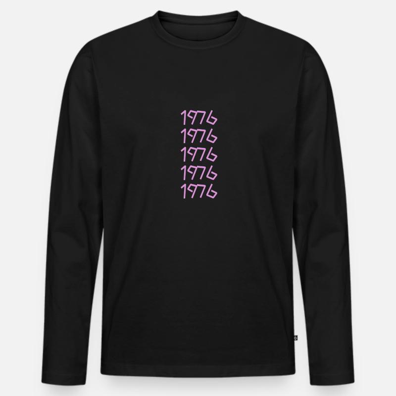 Retro 1976 - Männer Premium Bio Langarmshirt - Schwarz
