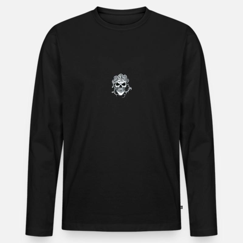 Totenkopf - Männer Premium Bio Langarmshirt - Schwarz