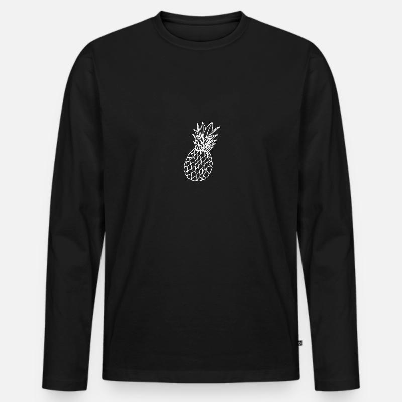 Ananas Hand gezeichnet - Männer Premium Bio Langarmshirt - Schwarz