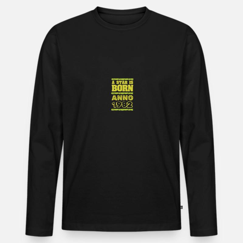1982 - Männer Premium Bio Langarmshirt - Schwarz