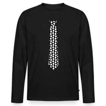 Tie Dots - Dots black white pattern - - Men's Premium Organic Long Sleeve Shirt - black - Front - Nico (187cm)