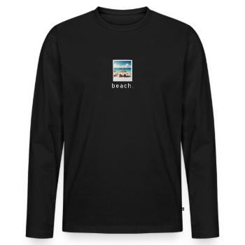 Photo rétro de l’ambiance de la plage - T-shirt manches longues Premium bio Homme - noir - Devant - Nico (187cm)