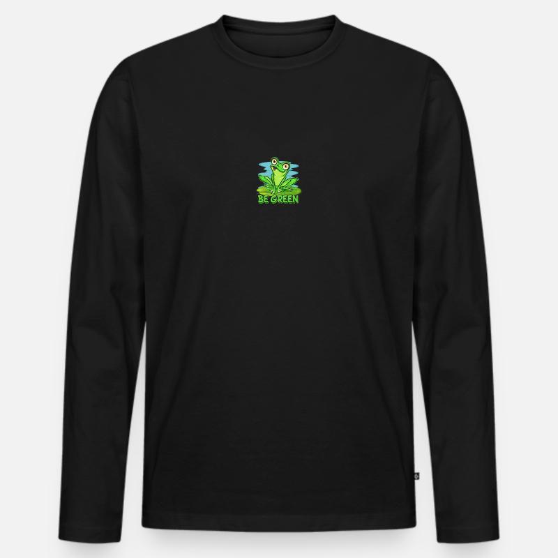 Froschliebhaber | Grün sein - Männer Premium Bio Langarmshirt - Schwarz