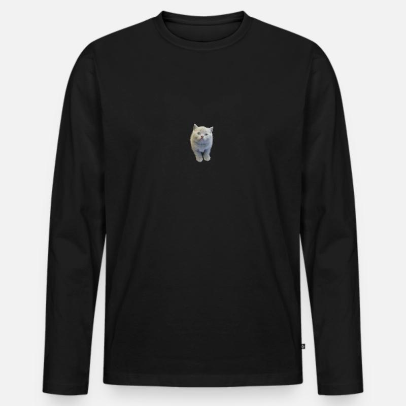 Kätzchen - Männer Premium Bio Langarmshirt - Schwarz