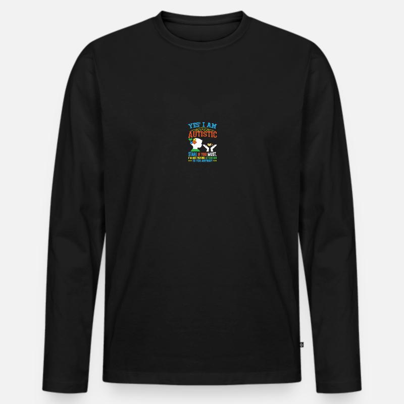 Ja ich bin autistisch - Männer Premium Bio Langarmshirt - Schwarz
