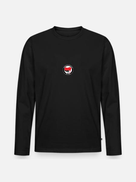 Antifacist Action, Antifa Logo, Flags - Men's Premium Organic Long Sleeve Shirt - black