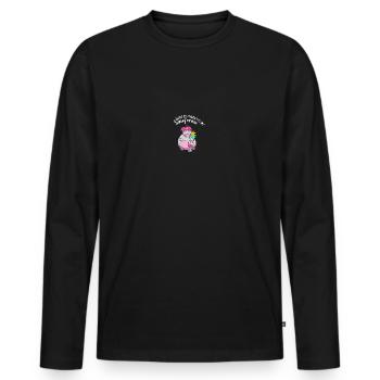 Saufcrew lustiger Spruch trinkendes Einhorn Wein - Männer Premium Bio Langarmshirt - Schwarz - Vorne - Nico (187cm)