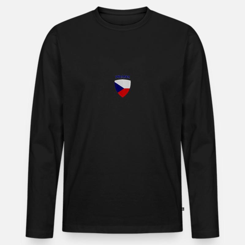 Prag - Männer Premium Bio Langarmshirt - Schwarz