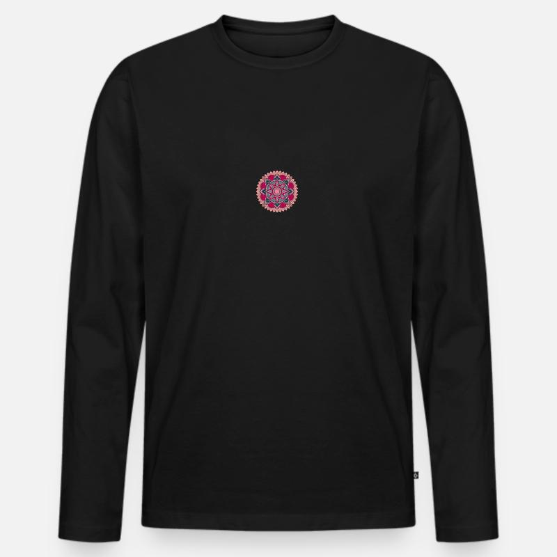 Mandala - Männer Premium Bio Langarmshirt - Schwarz