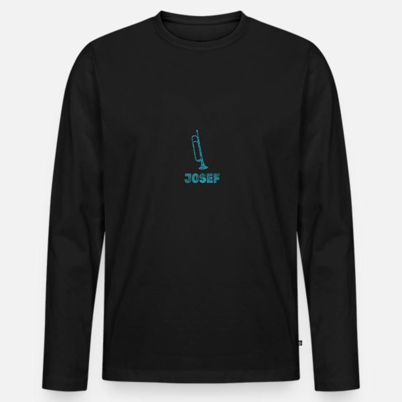 Josef - Männer Premium Bio Langarmshirt - Schwarz