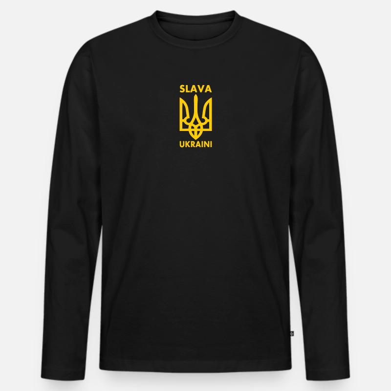 Ukraine - Männer Premium Bio Langarmshirt - Schwarz