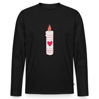 Bougies - T-shirt manches longues Premium bio Homme - noir - Devant - Nico (187cm)