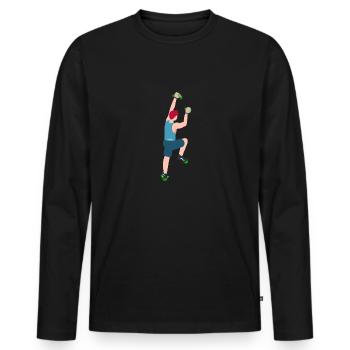 Klettern, bouldern, Sportklettern, Kletterwand - Männer Premium Bio Langarmshirt - Schwarz - Vorne - Nico (187cm)
