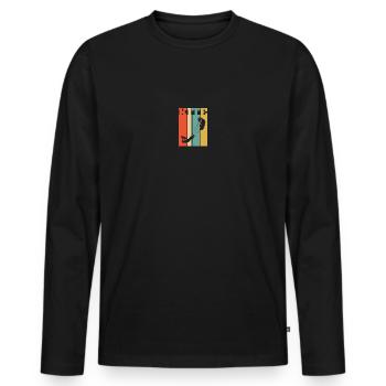 Retro Style Kiteboarder; Kiteboarding - Men's Premium Organic Long Sleeve Shirt - black - Front - Nico (187cm)