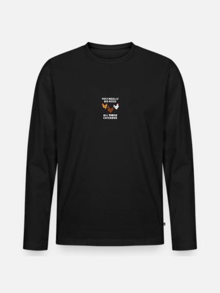 Funny Chicken Farmer - Men's Premium Organic Long Sleeve Shirt - black