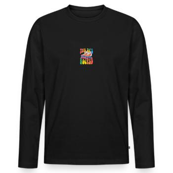 70er 70er Kostüm - Männer Premium Bio Langarmshirt - Schwarz - Vorne - Nico (187cm)
