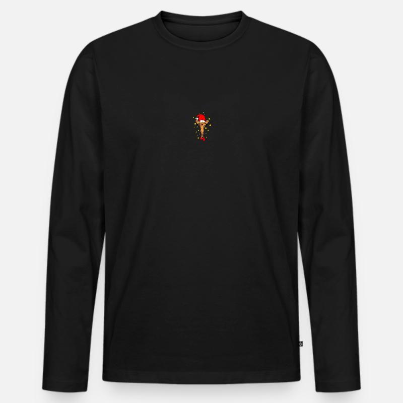 Weihnachtsgiraffe Santa Giraffe - Männer Premium Bio Langarmshirt - Schwarz