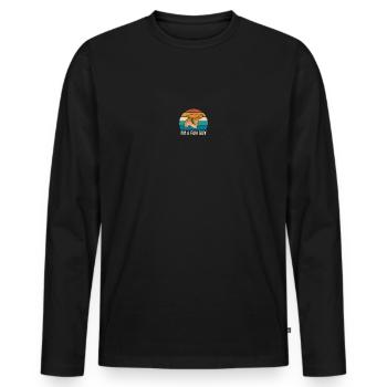 Pfifferling Wildpilzsucher - Ich bin ein FUN GUY - Männer Premium Bio Langarmshirt - Schwarz - Vorne - Nico (187cm)