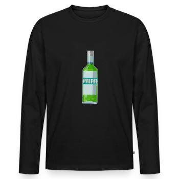 Pfefferminz Likör Pfeffi Vatertag Sauf - Männer Premium Bio Langarmshirt - Schwarz - Vorne - Nico (187cm)