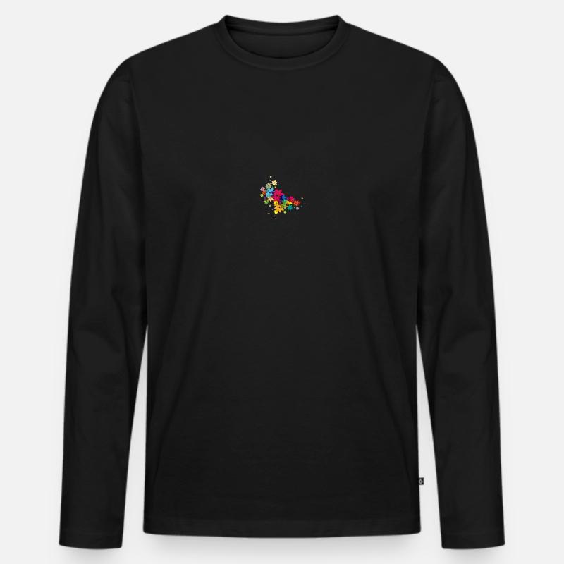 Summer flowers - Männer Premium Bio Langarmshirt - Schwarz