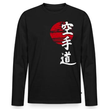 Karaté Soleil Art Martial Japon Rétro Kangi Idée - T-shirt manches longues Premium bio Homme - noir - Devant - Nico (187cm)