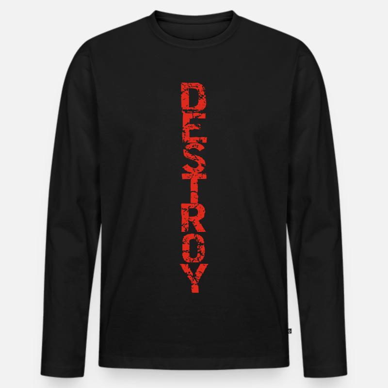 Zerstöre in Rot - Männer Premium Bio Langarmshirt - Schwarz