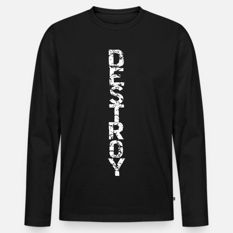 Zerstöre in Weiß - Männer Premium Bio Langarmshirt - Schwarz