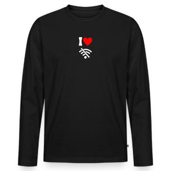 I love Offline - Digital Detox without Wifi - Men's Premium Organic Long Sleeve Shirt - black - Front - Nico (187cm)
