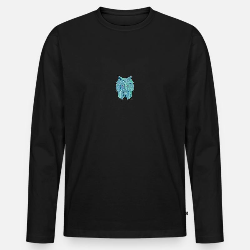 Polygon Löwe - Männer Premium Bio Langarmshirt - Schwarz