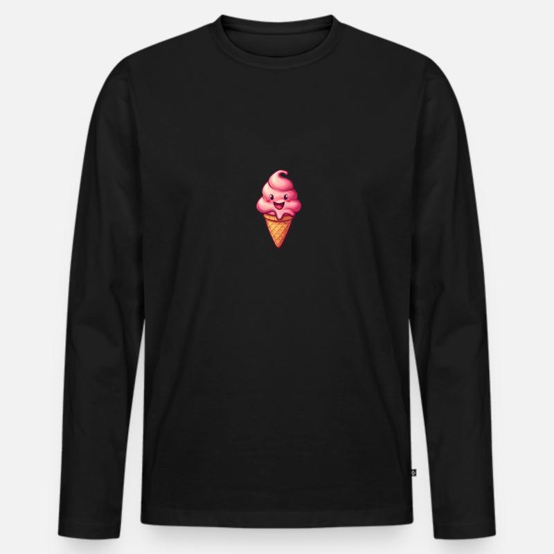 Lächelnde Eiskreation - Männer Premium Bio Langarmshirt - Schwarz