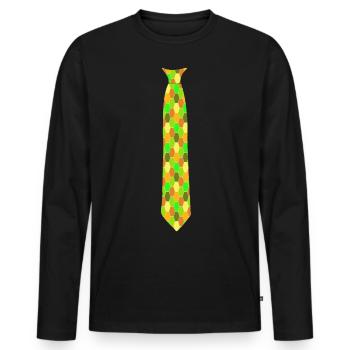 Krawatte Dots bunt Muster Schlips Anzug - Männer Premium Bio Langarmshirt - Schwarz - Vorne - Nico (187cm)