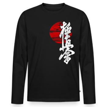 Kyokushin Karaté Japonais Arts Martiaux Gym - T-shirt manches longues Premium bio Homme - noir - Devant - Nico (187cm)