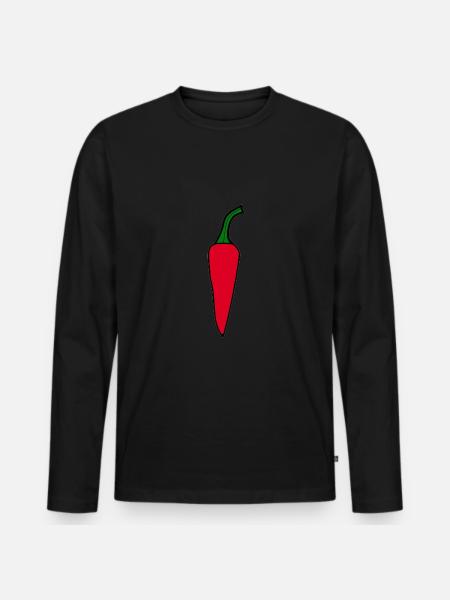 Peperoni Gemüse vegan - Männer Premium Bio Langarmshirt - Schwarz