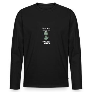 Dino Dinosaurier Trex Urzeit Geschenk - Männer Premium Bio Langarmshirt - Schwarz - Vorne - Nico (187cm)