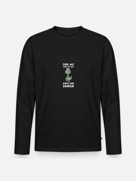 Dino Dinosaurier Trex Urzeit Geschenk - Männer Premium Bio Langarmshirt - Schwarz