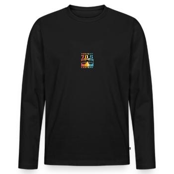 Dies ist mein 70er Kostüm - Männer Premium Bio Langarmshirt - Schwarz - Vorne - Nico (187cm)