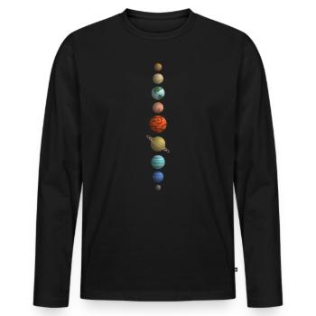 Sonnensystem - Männer Premium Bio Langarmshirt - Schwarz - Vorne - Nico (187cm)