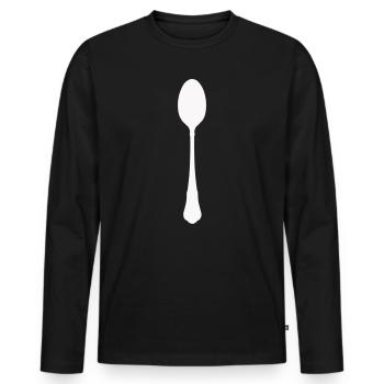 Silhouette de la cuillère - T-shirt manches longues Premium bio Homme - noir - Devant - Nico (187cm)