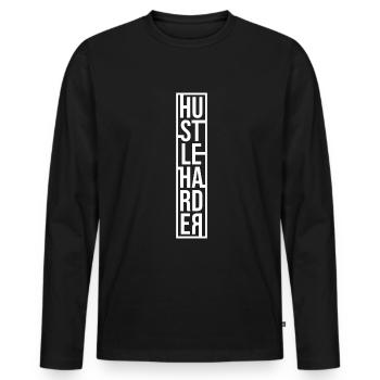 Hustle Business Freedom Travail acharné Poursuite de rêve - T-shirt manches longues Premium bio Homme - noir - Devant - Nico (187cm)