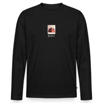 Photo rétro du Fort Rouge de Delhi - T-shirt manches longues Premium bio Homme - noir - Devant - Nico (187cm)