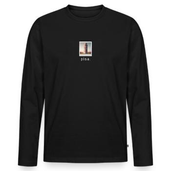 Tour penchée de Pise Photo rétro - T-shirt manches longues Premium bio Homme - noir - Devant - Nico (187cm)