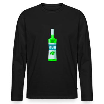 Pfefferminz Likör Pfeffi Vatertag Sauf - Männer Premium Bio Langarmshirt - Schwarz - Vorne - Nico (187cm)