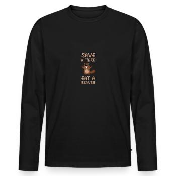Bieber rongeur drôle de dicton - T-shirt manches longues Premium bio Homme - noir - Devant - Nico (187cm)