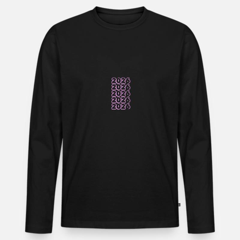 Rosa 2026 - Männer Premium Bio Langarmshirt - Schwarz
