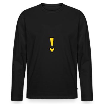 Point d'exclamation jaune - T-shirt manches longues Premium bio Homme - noir - Devant - Nico (187cm)
