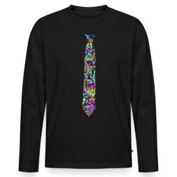 Tie Multicolored Leaves Fake Tie - Men's Premium Organic Long Sleeve Shirt - black - Front - Nico (187cm)