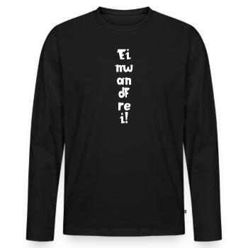 Einwandfrei | Perfekt | Vorbildlich | Spruch - Männer Premium Bio Langarmshirt - Schwarz - Vorne - Nico (187cm)